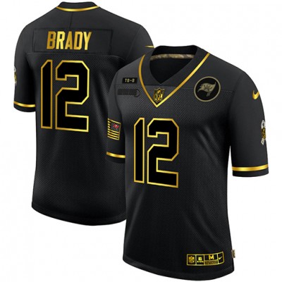 Tampa Bay Buccaneers #12 Tom Brady Men's Nike 2020 Salute To Service Golden Limited NFL Jersey Black Men's